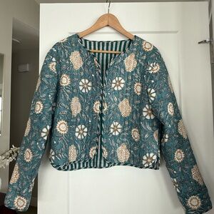 Reversible Quilt Jacket from India. Hand printed pattern, handmade.